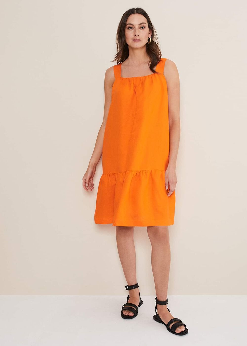 Mandy Linen Swing Dress Orange