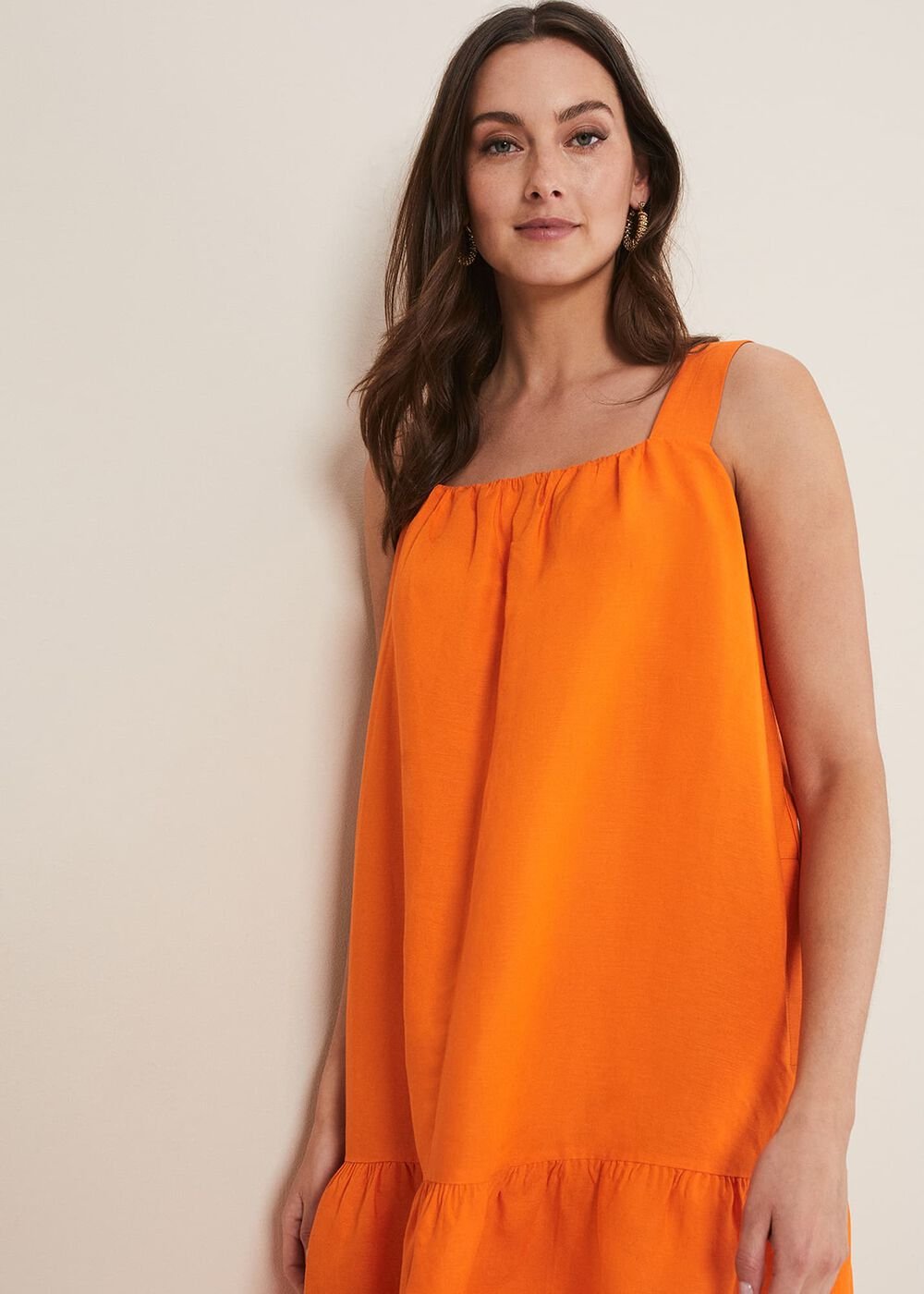 Mandy Linen Swing Dress Orange
