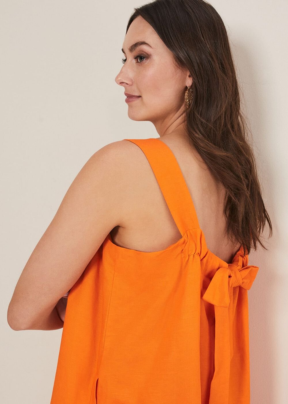 Mandy Linen Swing Dress Orange
