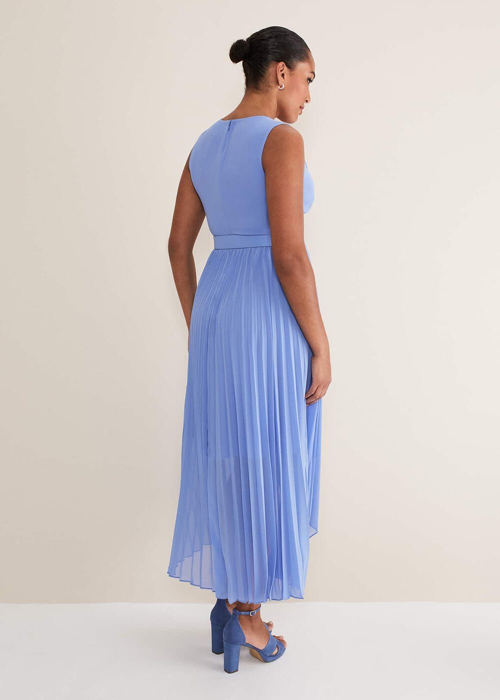 Brianna Pleated Midaxi Dress Cornflower