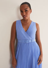 Brianna Pleated Midaxi Dress Cornflower
