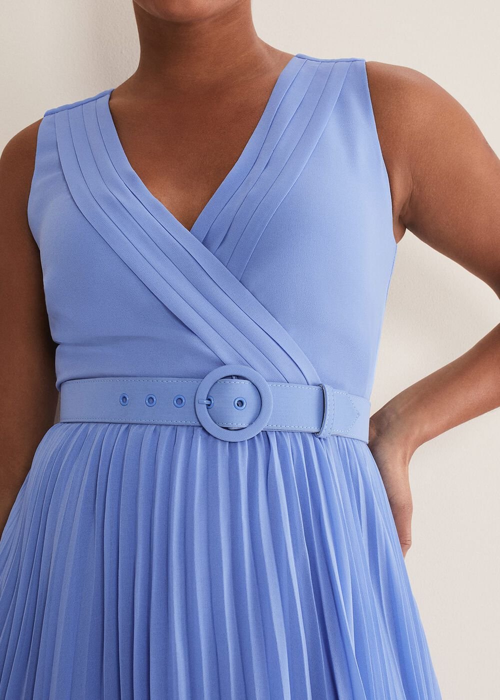 Brianna Pleated Midaxi Dress Cornflower