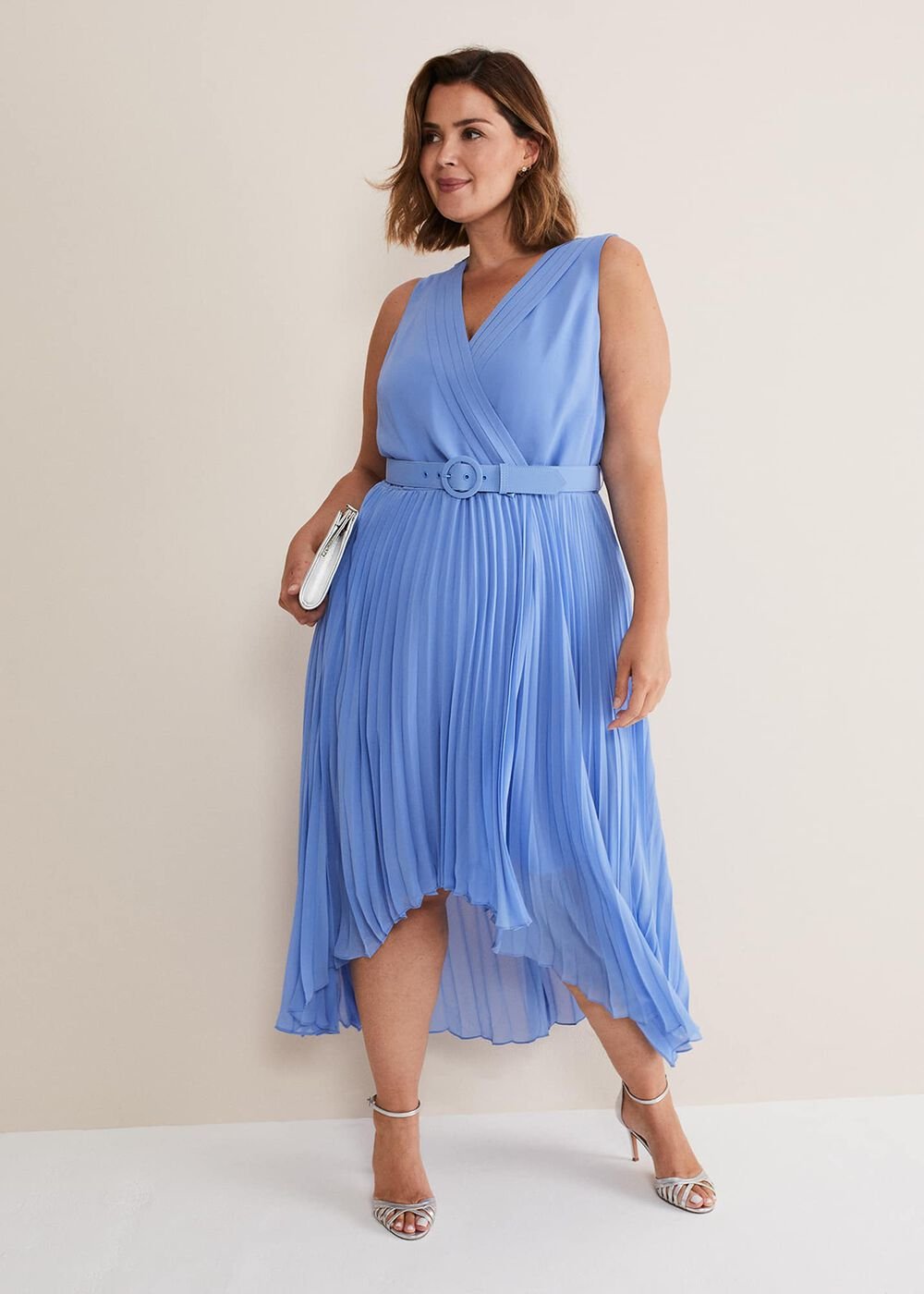 Brianna Pleated Midaxi Dress Cornflower