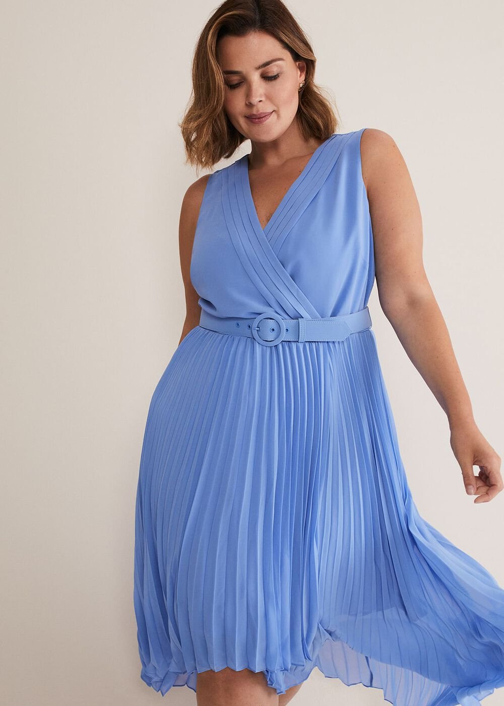 Brianna Pleated Midaxi Dress Cornflower