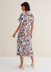 Julissa Ruffle Wrap Midi Dress Aqua/Multi