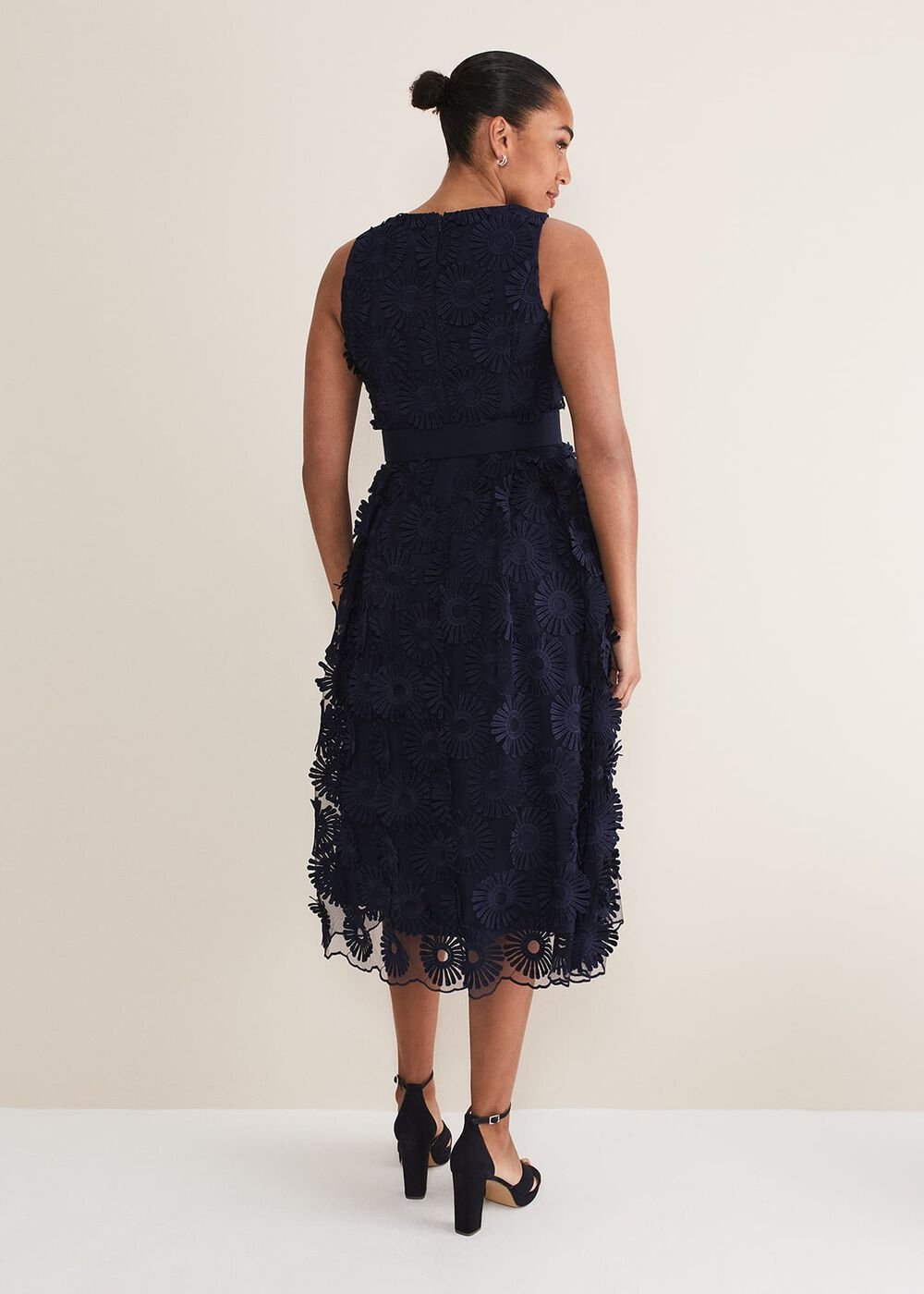 Flossy Lace Midi Dress Navy
