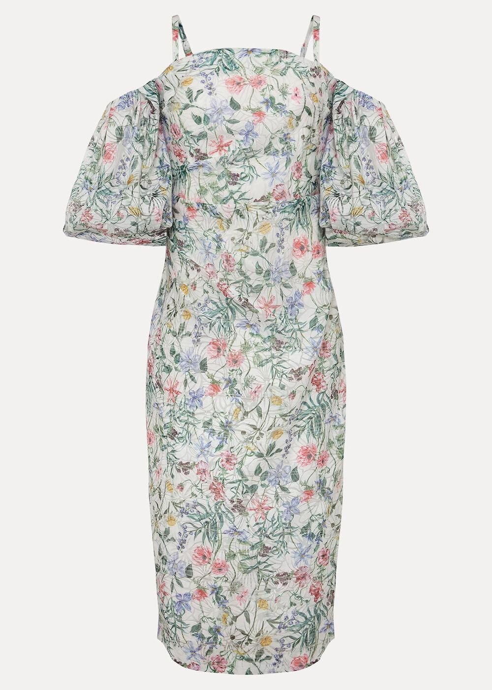 Stevie Floral Bodycon Midi Dress Ivory/Multi