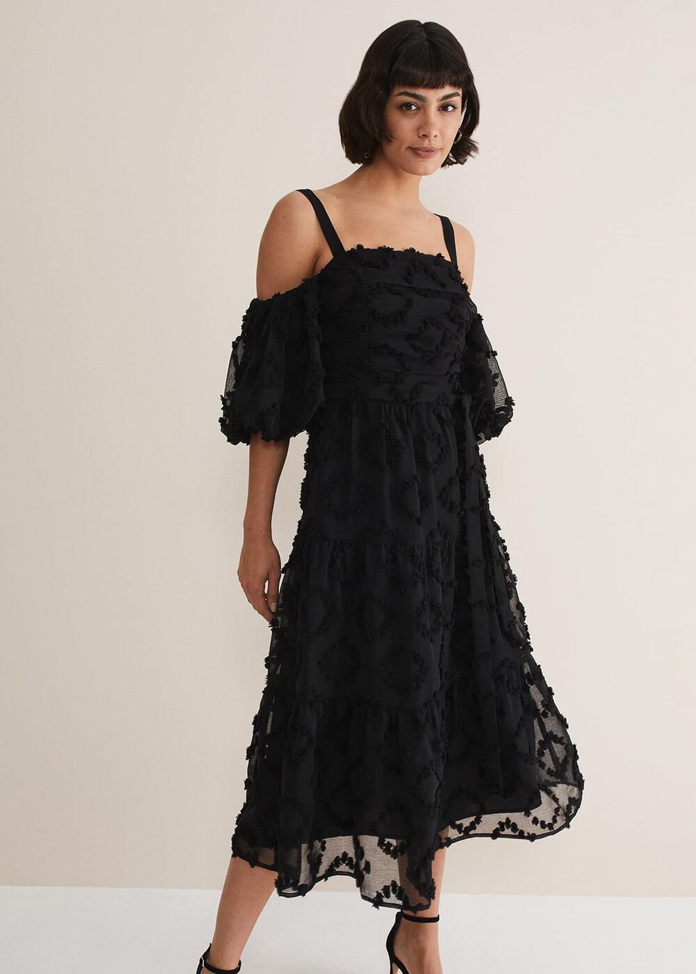 Margarita Off The Shoulder Midaxi Dress Black