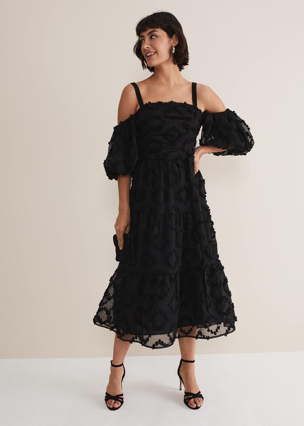 Margarita Off The Shoulder Midaxi Dress Black