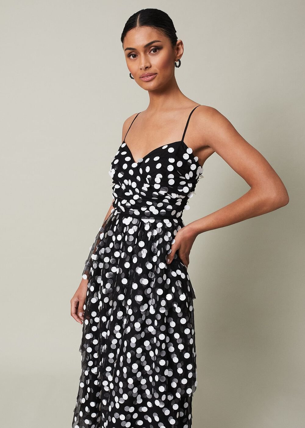 Avianna Sequin Tulle Maxi Dress Black/Ivory
