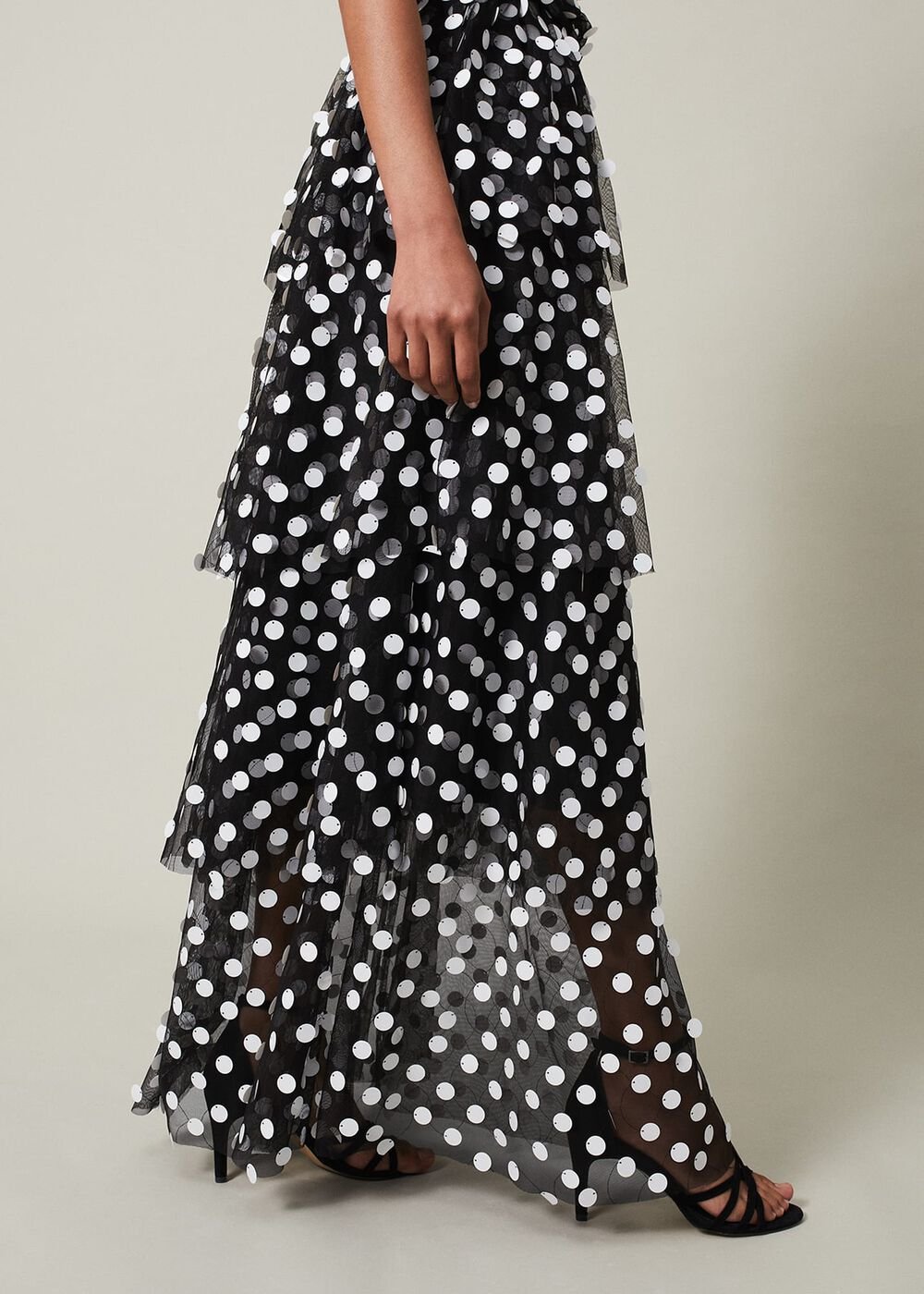 Avianna Sequin Tulle Maxi Dress Black/Ivory