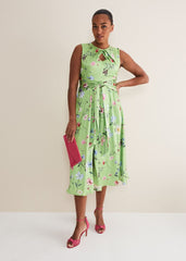 Corrin Floral Midi Dress Lime/Multi