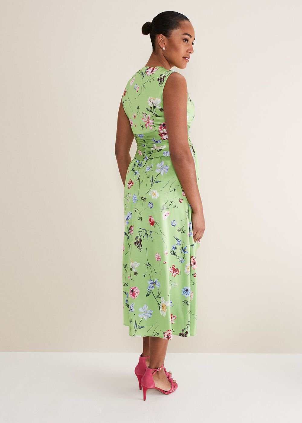 Corrin Floral Midi Dress Lime/Multi