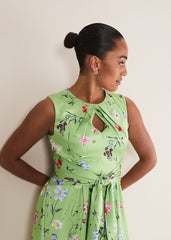 Corrin Floral Midi Dress Lime/Multi