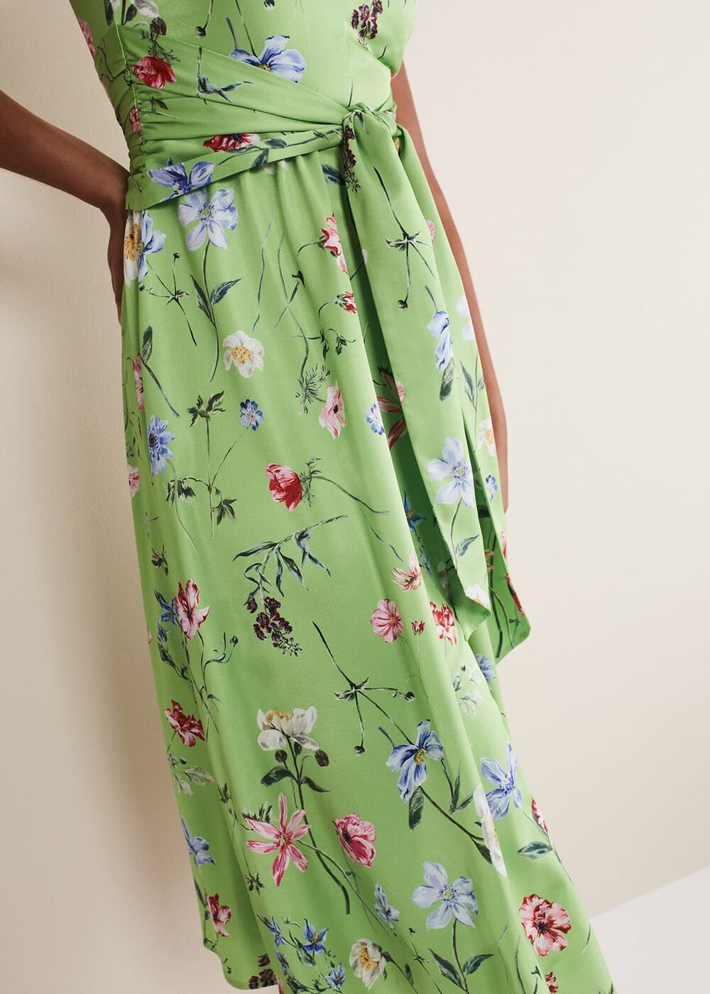 Corrin Floral Midi Dress Lime/Multi