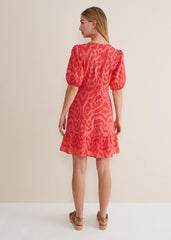 Krystal Cotton Abstract Mini Dress Pink/Red