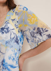 Akia Patchwork Dress Blue