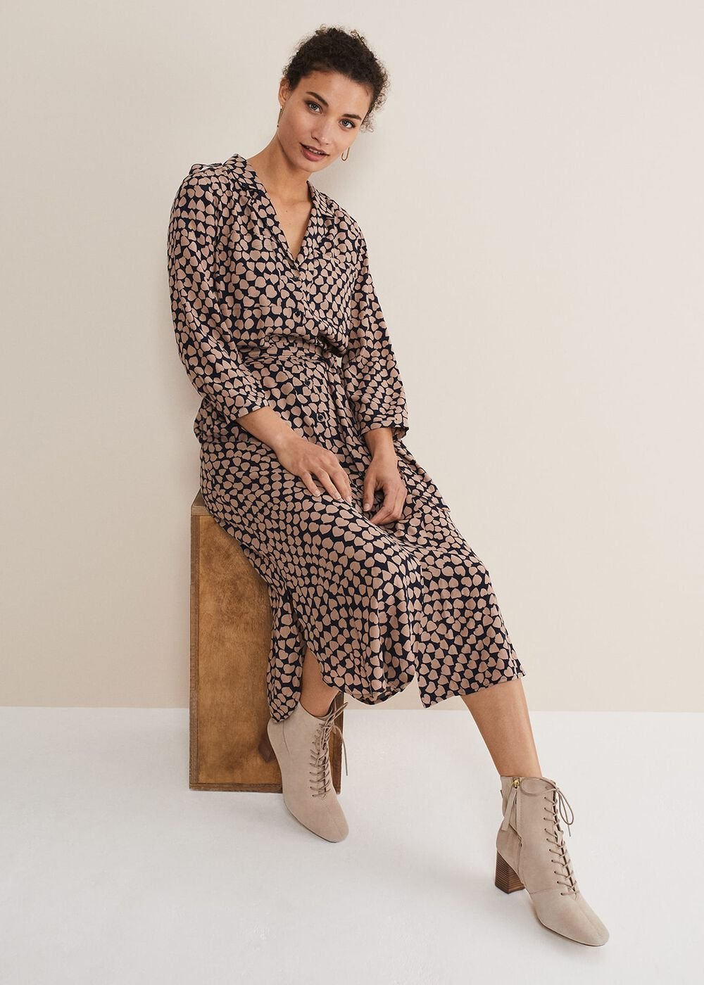Kesia Hearts Swing Dress Navy/Stone