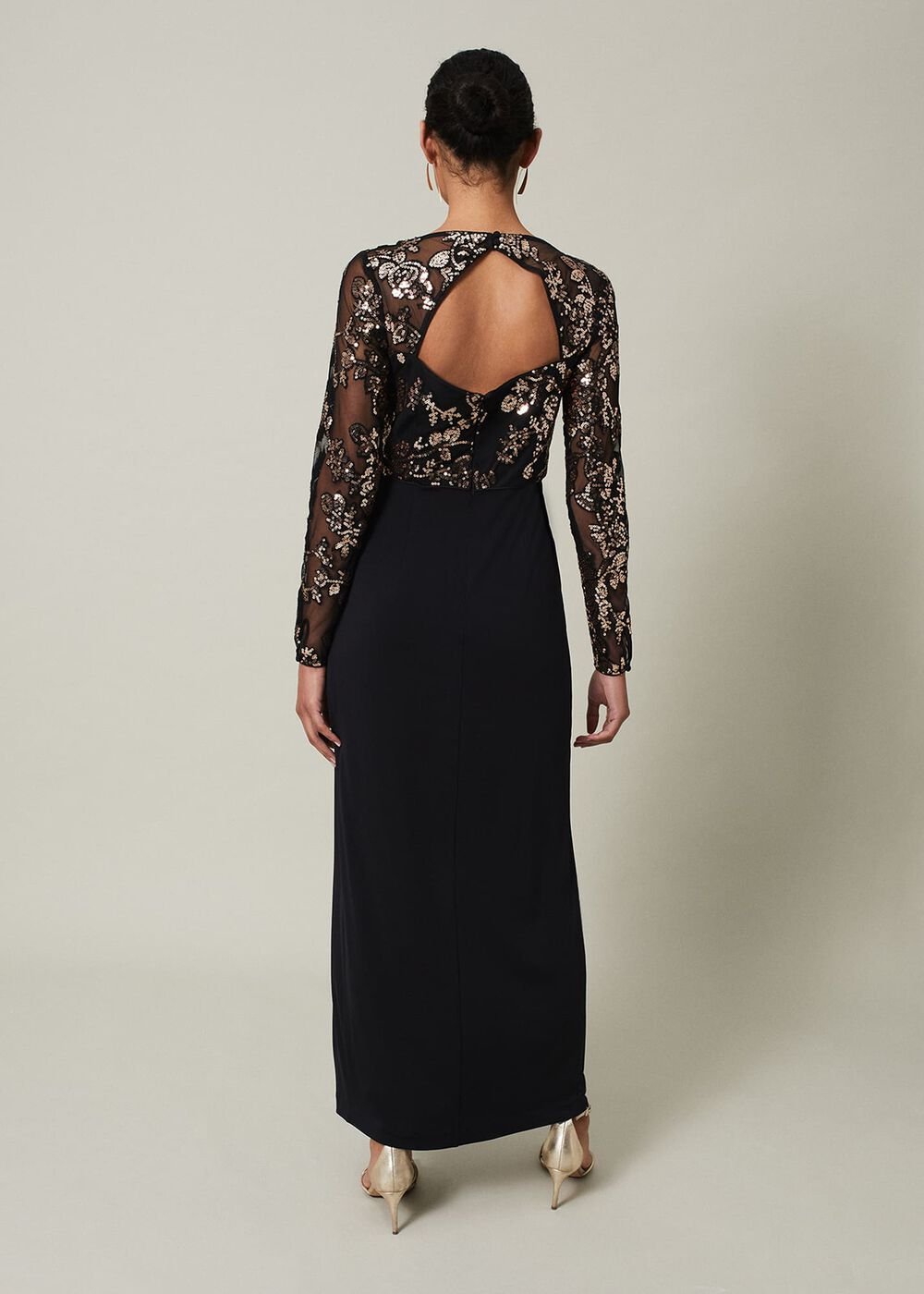 Jacinta Sequin Jersey Maxi Dress Black/Gold