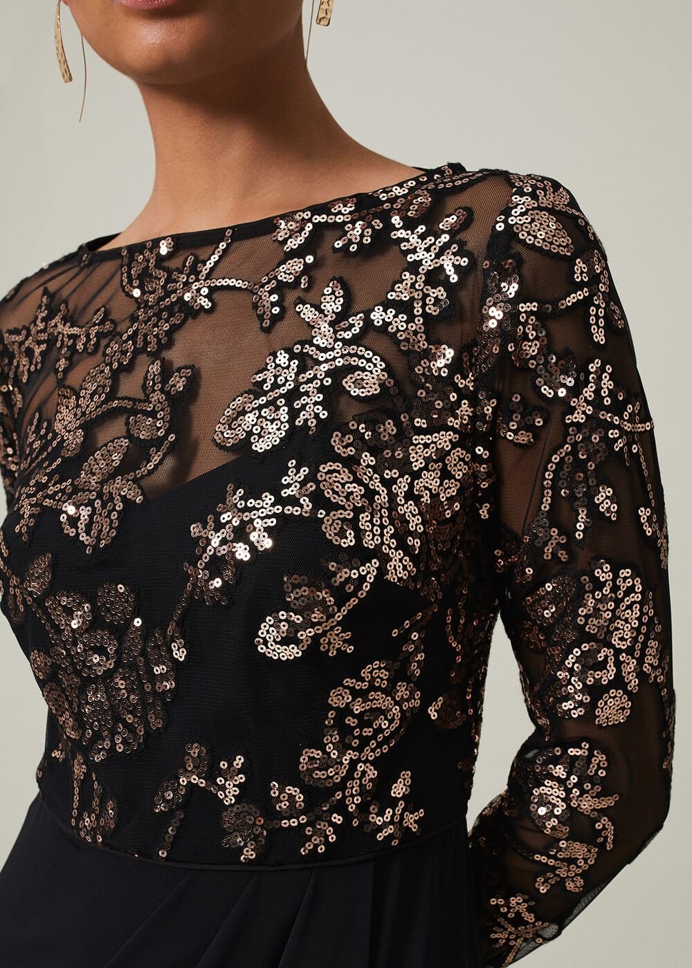 Jacinta Sequin Jersey Maxi Dress Black/Gold