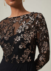 Jacinta Sequin Jersey Maxi Dress Black/Gold
