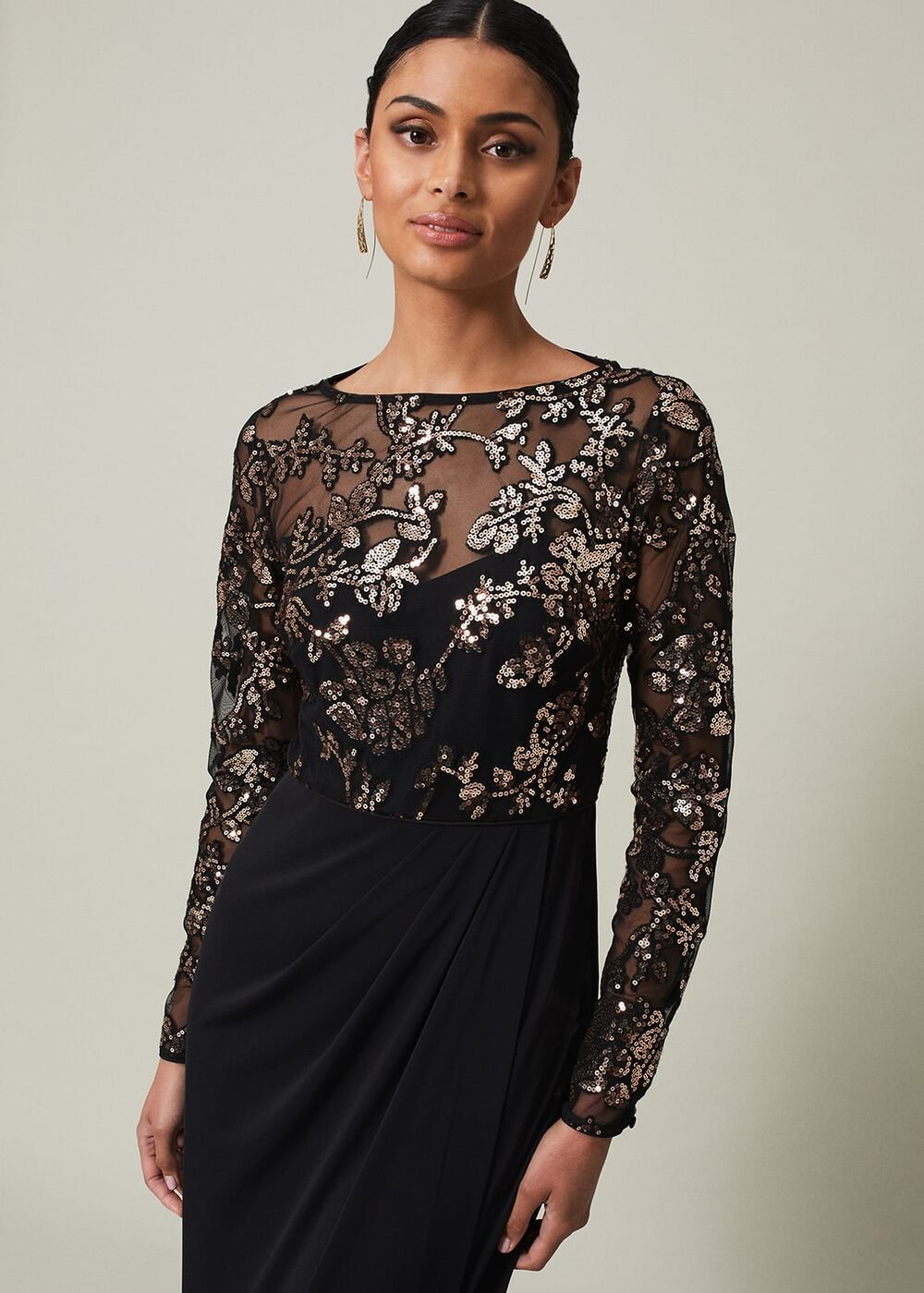 Jacinta Sequin Jersey Maxi Dress Black/Gold