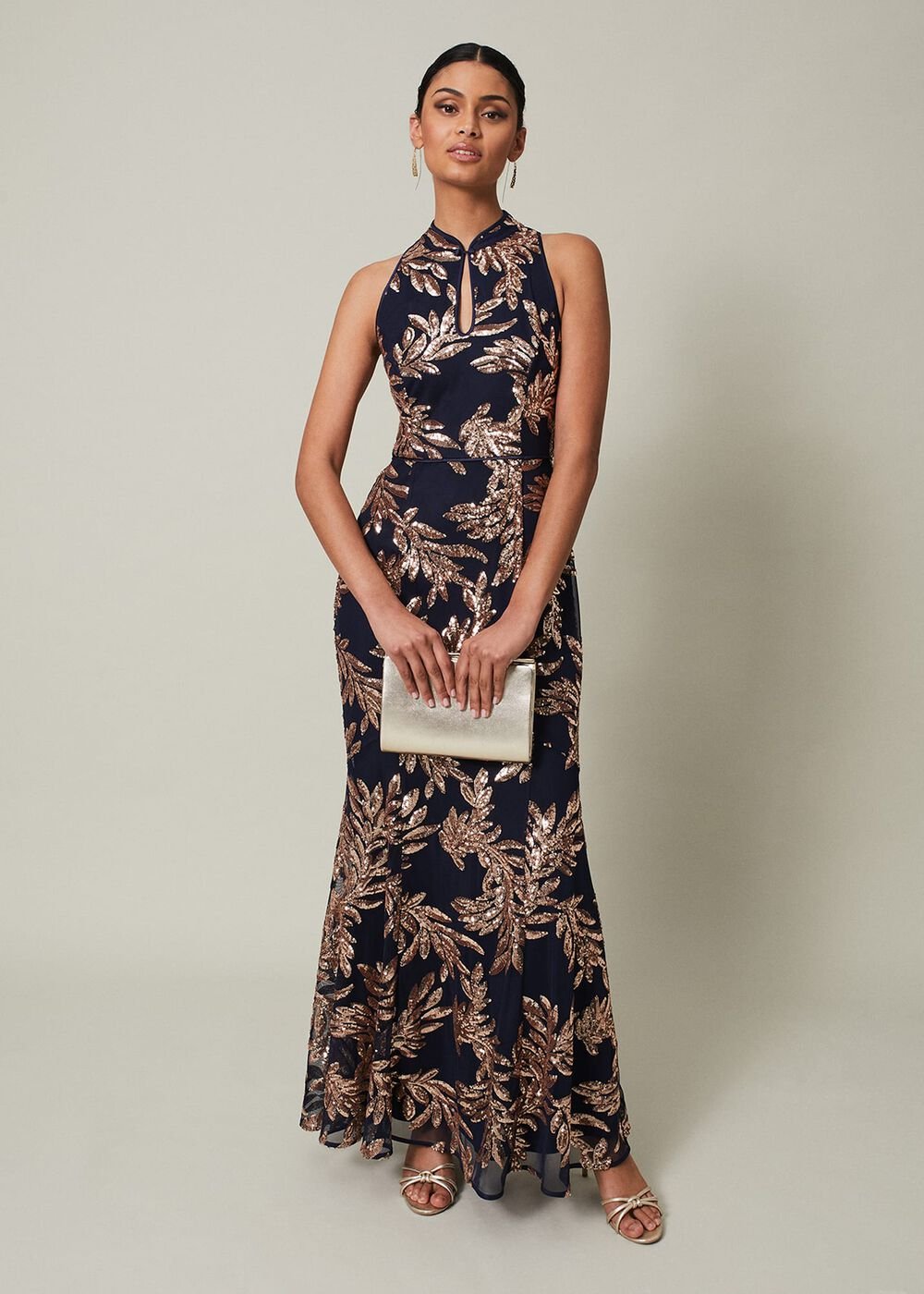 Viviana Sequin Maxi Dress Navy/Gold