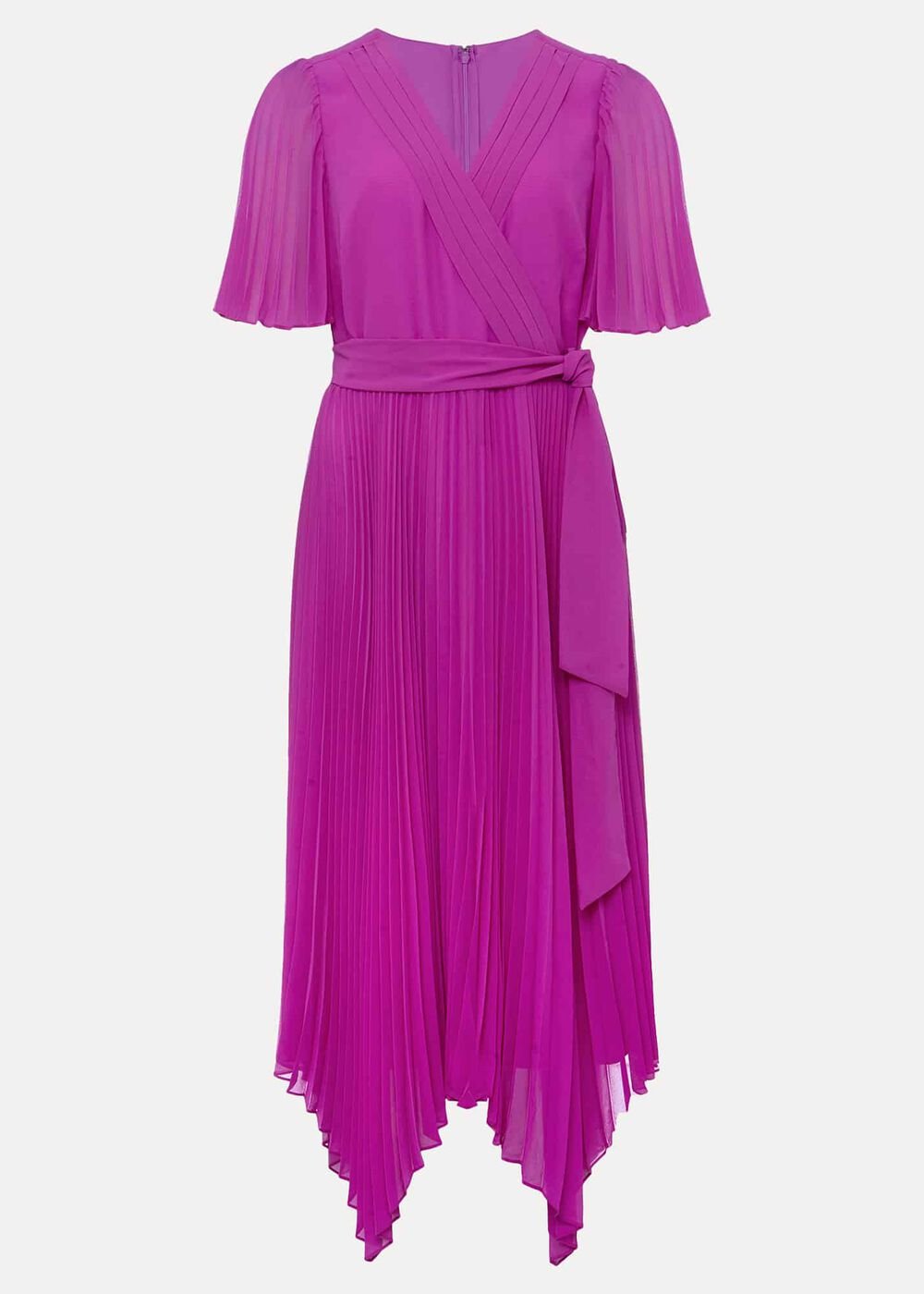 Kendall Pleated Midi Dress Fuschia