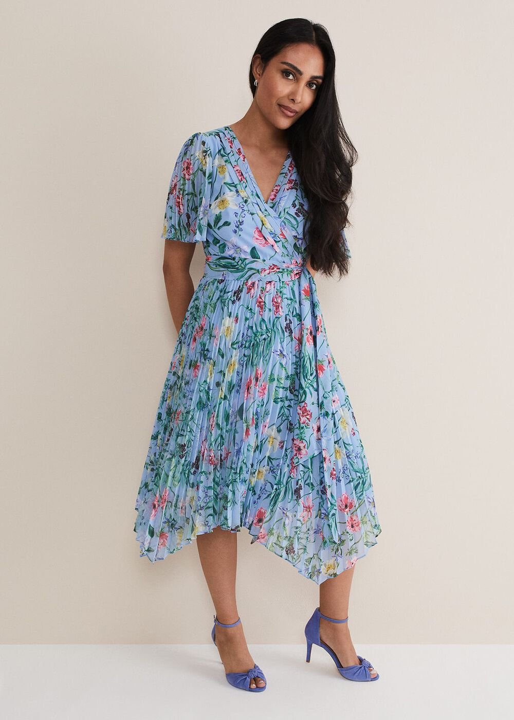 Petite Kendall Floral Midi Dress Multi-Coloured