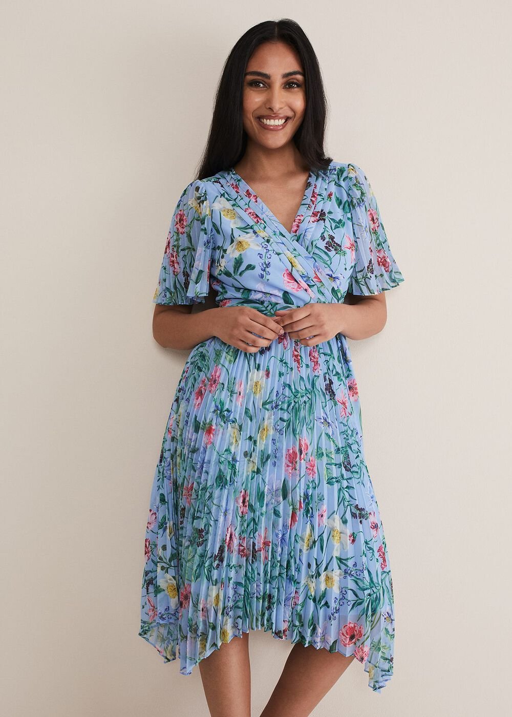 Petite Kendall Floral Midi Dress Multi-Coloured