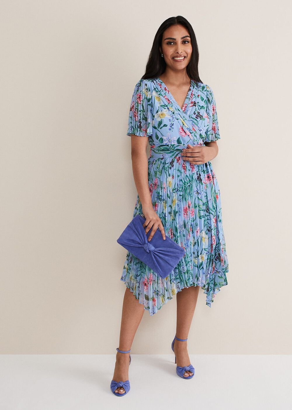 Petite Kendall Floral Midi Dress Multi-Coloured