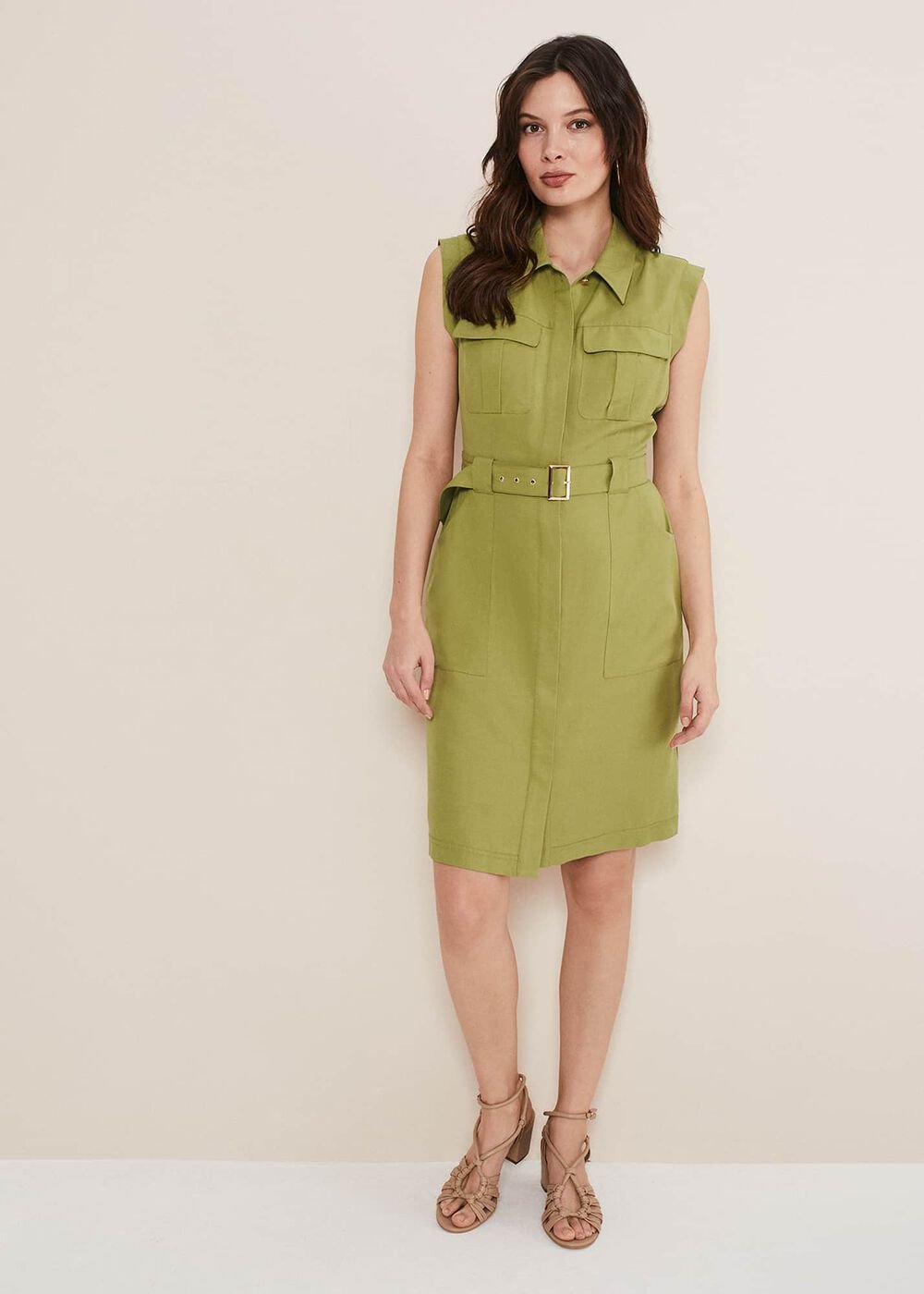 Miruna Utility Shift Dress Khaki