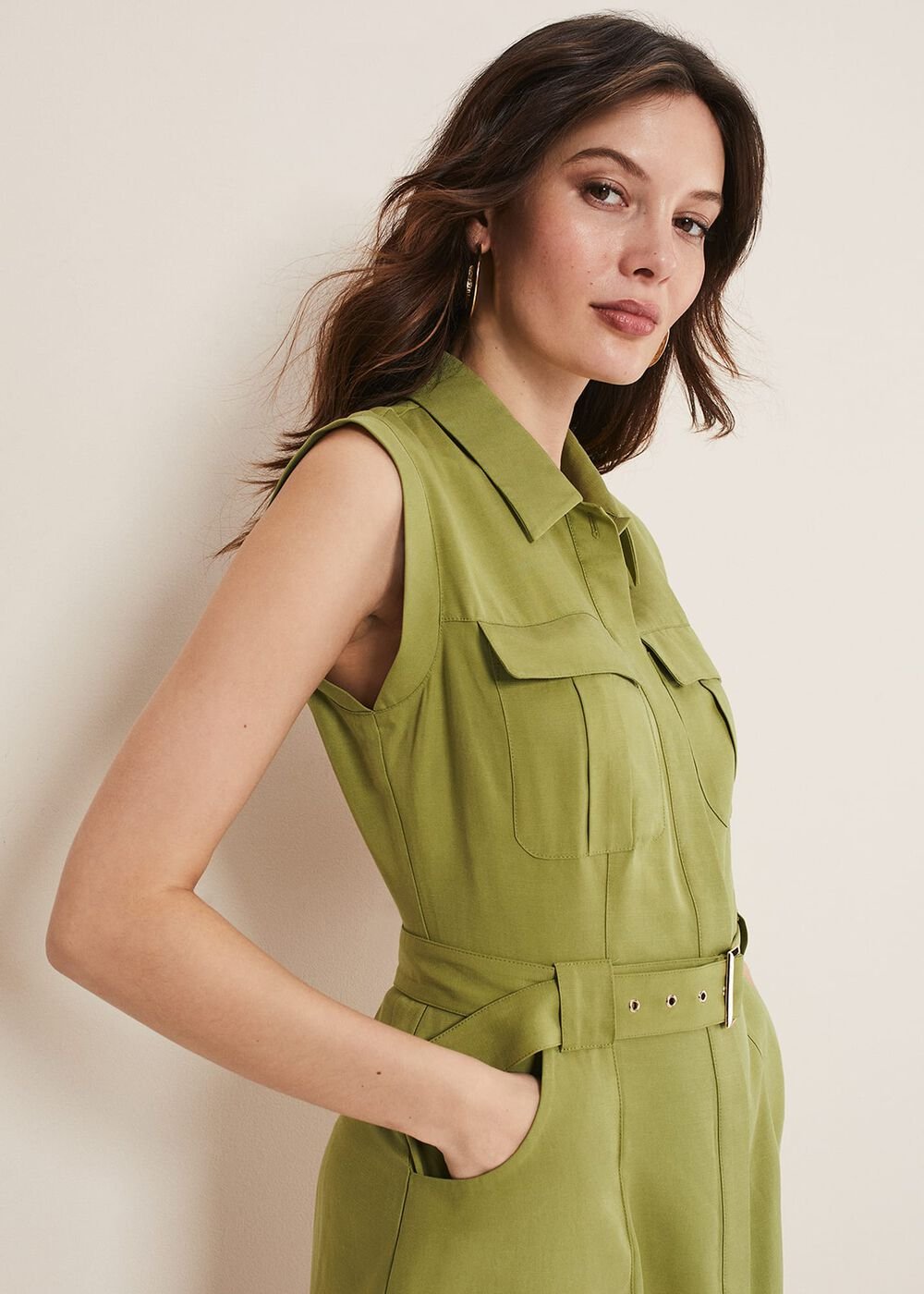 Miruna Utility Shift Dress Khaki