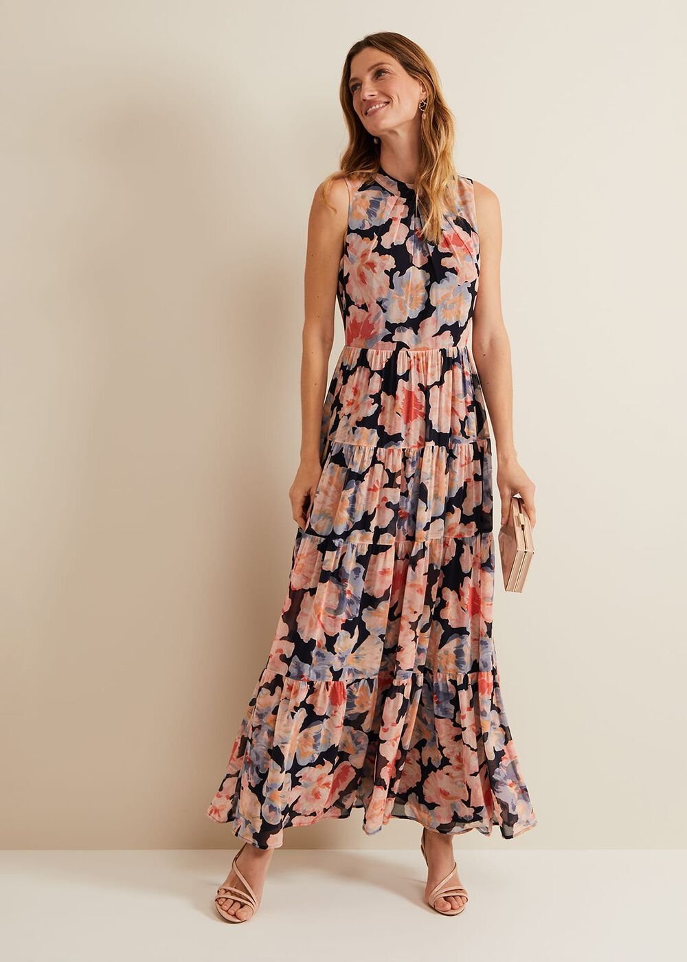Vora Printed Tiered Maxi Dress Multi-Coloured