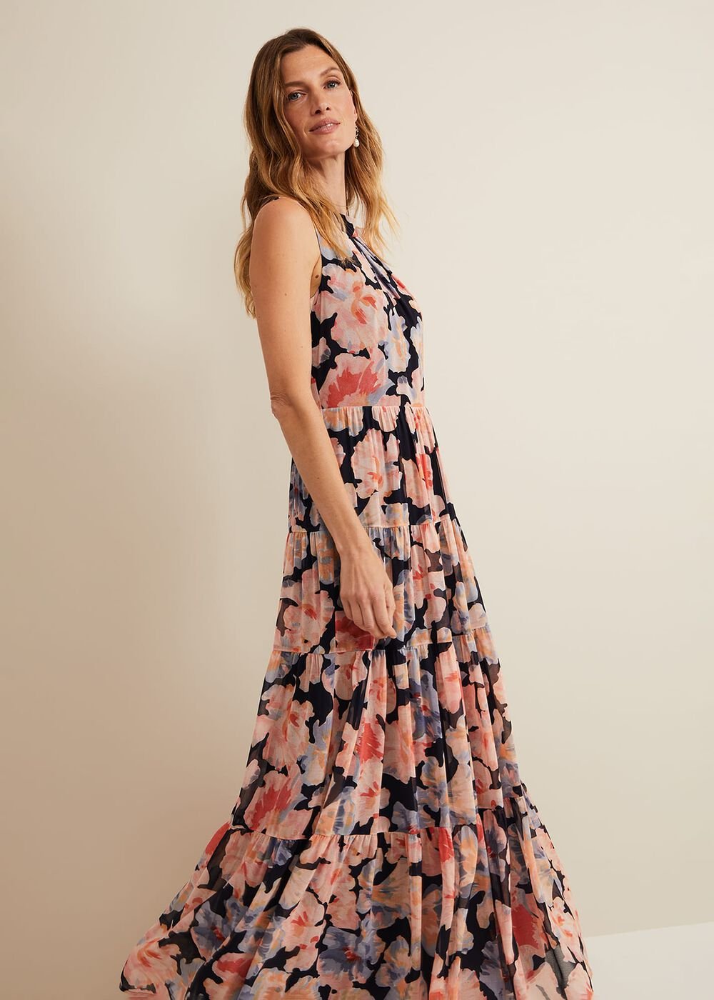 Vora Printed Tiered Maxi Dress Multi-Coloured
