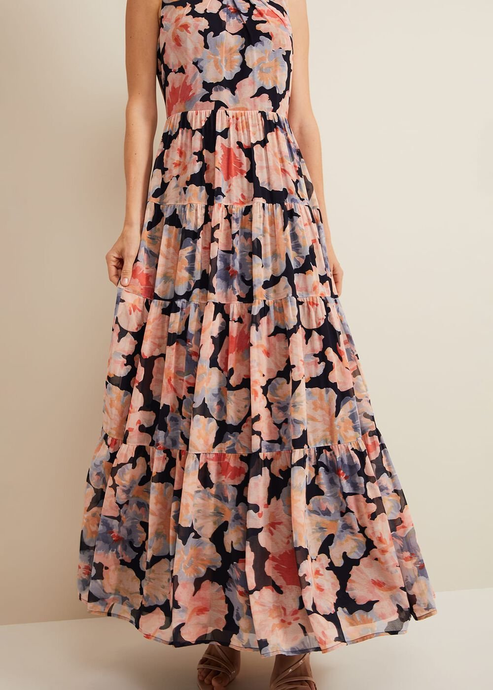 Vora Printed Tiered Maxi Dress Multi-Coloured