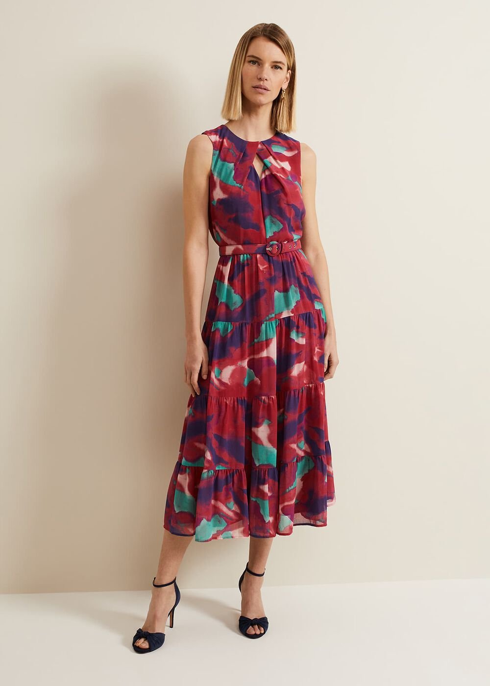 Jolene Floral Midi Dress Multi-Coloured