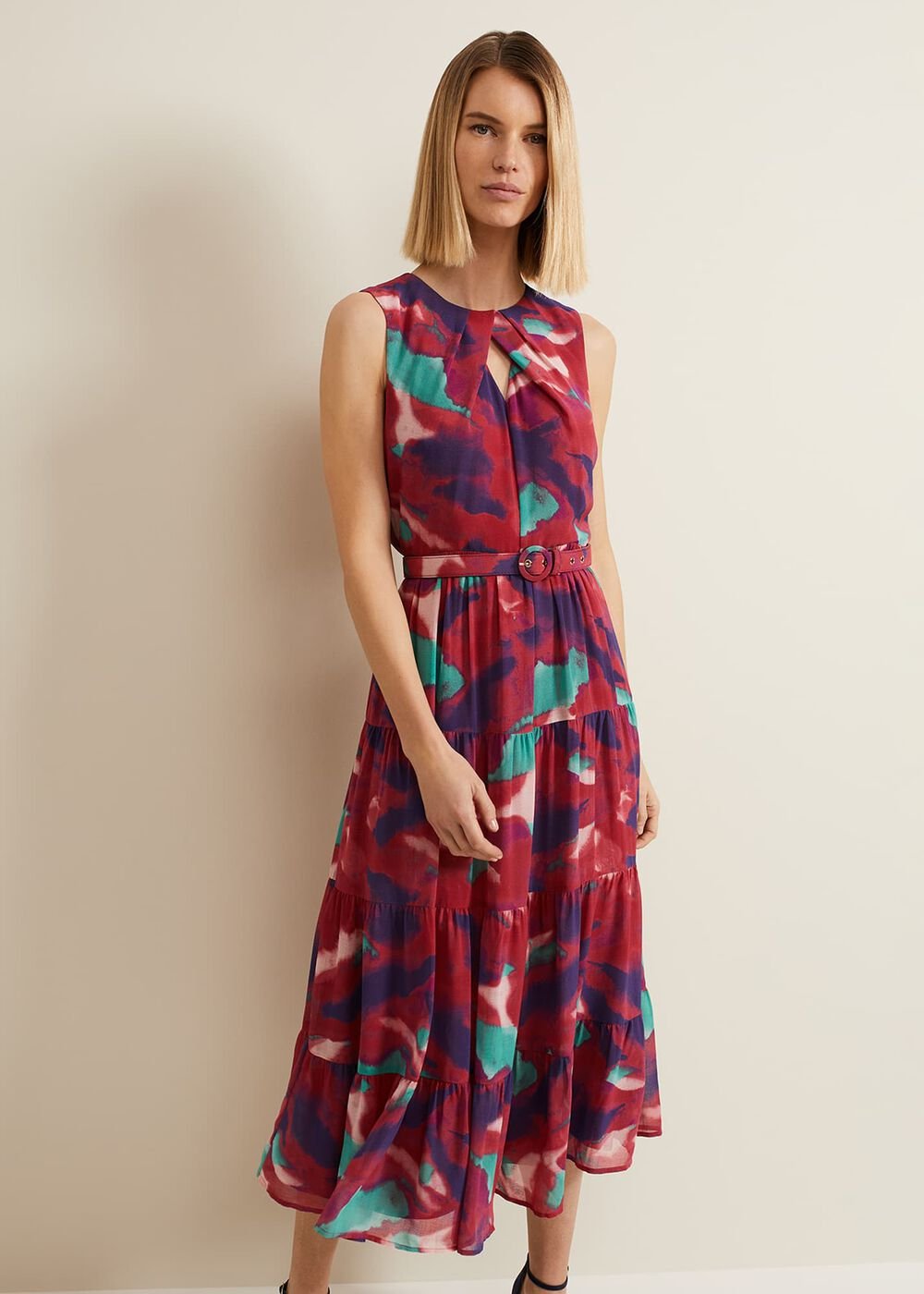 Jolene Floral Midi Dress Multi-Coloured