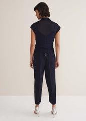 Leonora Chiffon Overlay Jumpsuit Navy