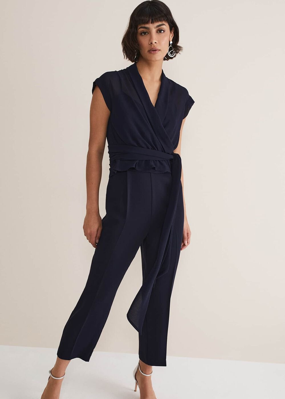Leonora Chiffon Overlay Jumpsuit Navy