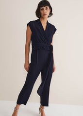 Leonora Chiffon Overlay Jumpsuit Navy