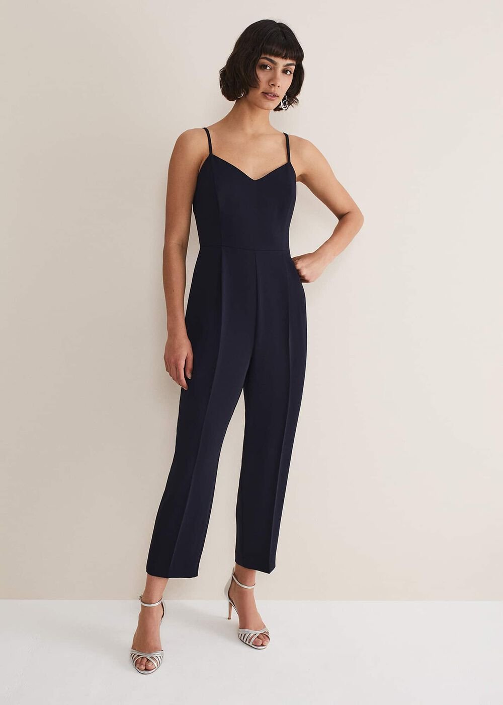 Leonora Chiffon Overlay Jumpsuit Navy