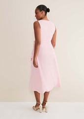 Julissa Sleeveless Ruffle Wrap Midi Dress Soft Pink