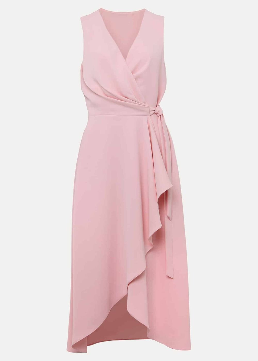 Julissa Sleeveless Ruffle Wrap Midi Dress Soft Pink