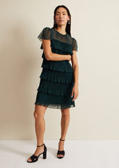 Mimi Dark Green Frill Mini Dress Dark Green