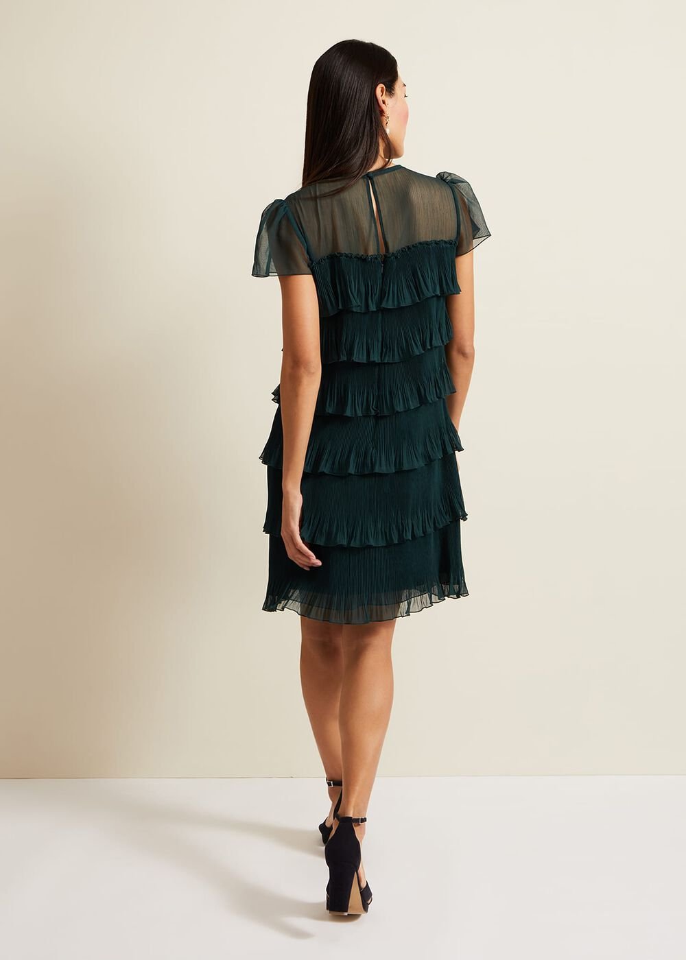 Mimi Dark Green Frill Mini Dress Dark Green