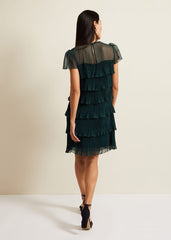Mimi Dark Green Frill Mini Dress Dark Green