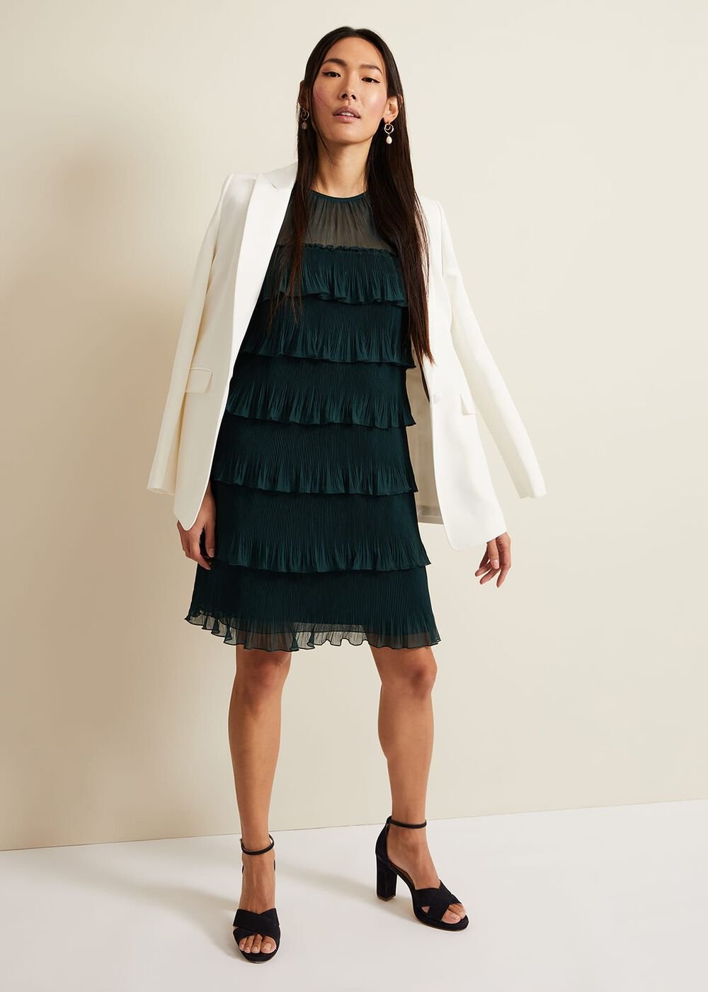 Mimi Dark Green Frill Mini Dress Dark Green