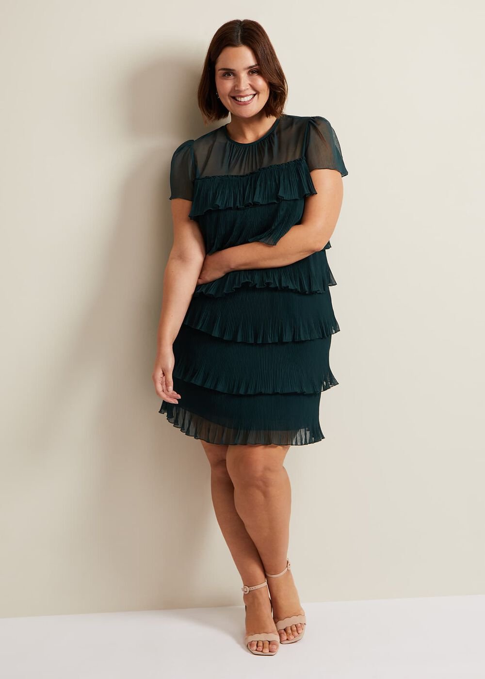 Mimi Dark Green Frill Mini Dress Dark Green