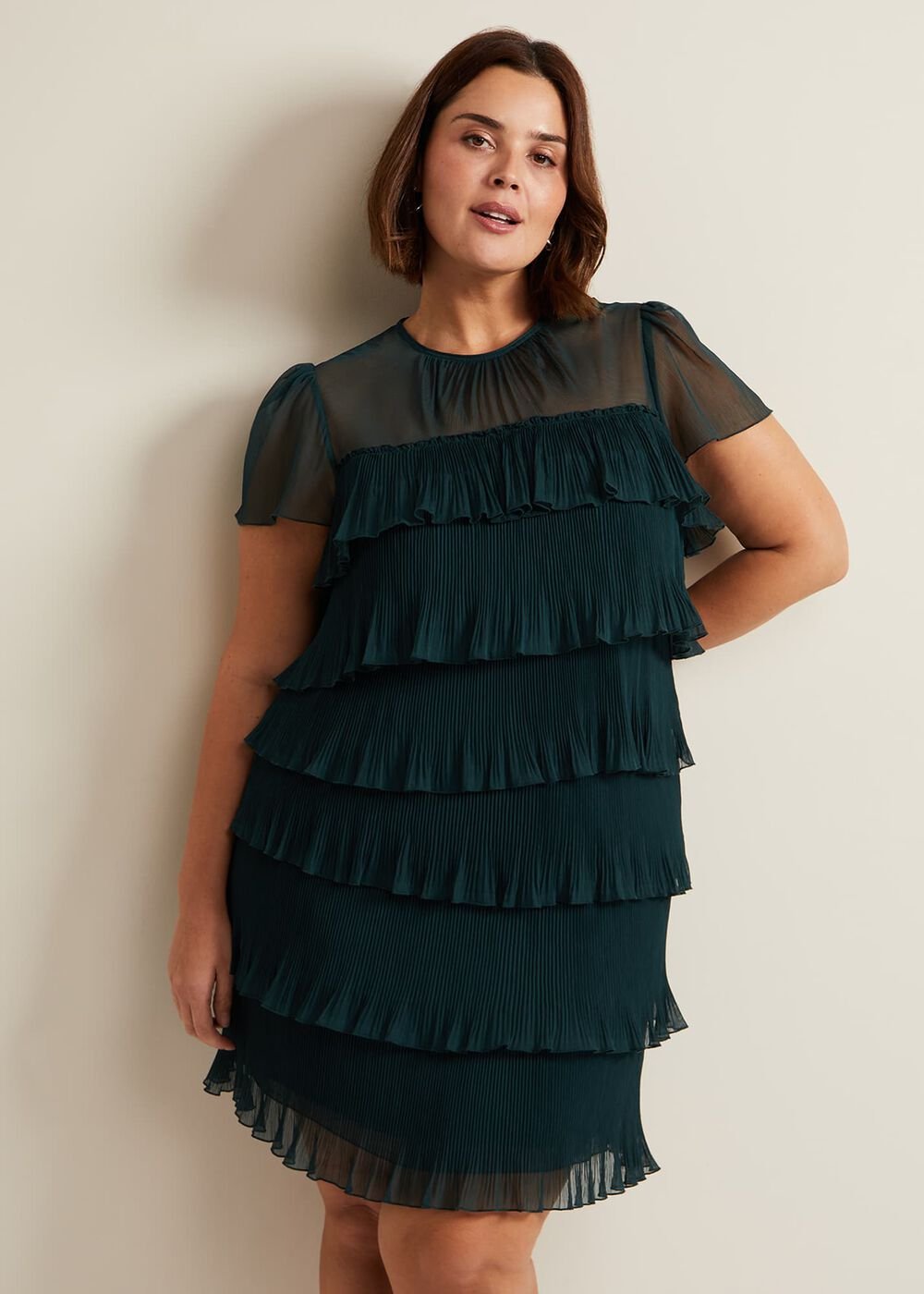 Mimi Dark Green Frill Mini Dress Dark Green